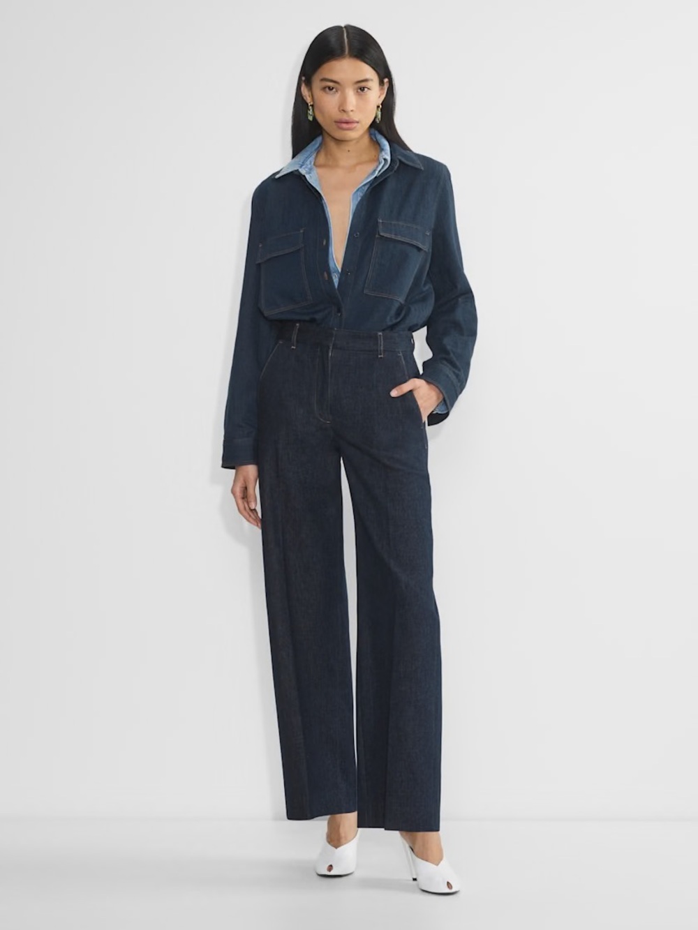 Babaton Meetup Dark Navy Wide-Leg Jeans